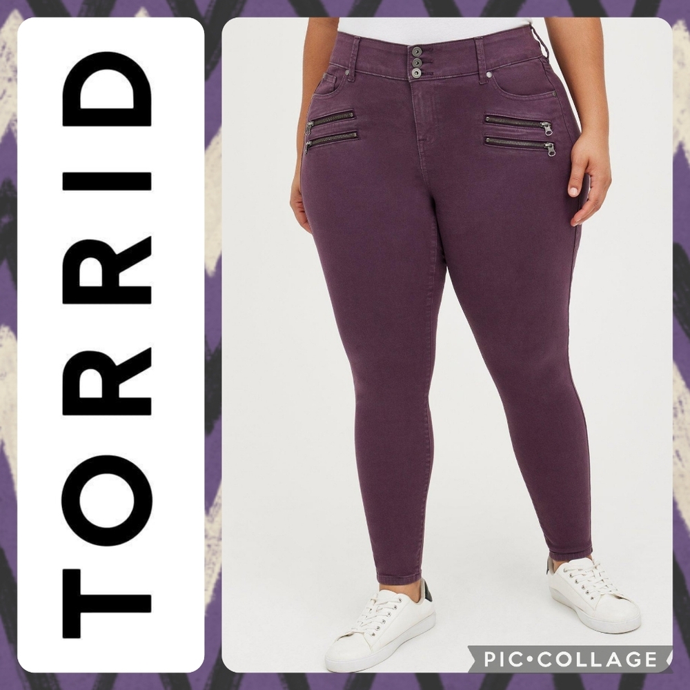Torrid 20R Jegging Skinny Super Soft High-Rise Multi Zip Jean - Plum Purple